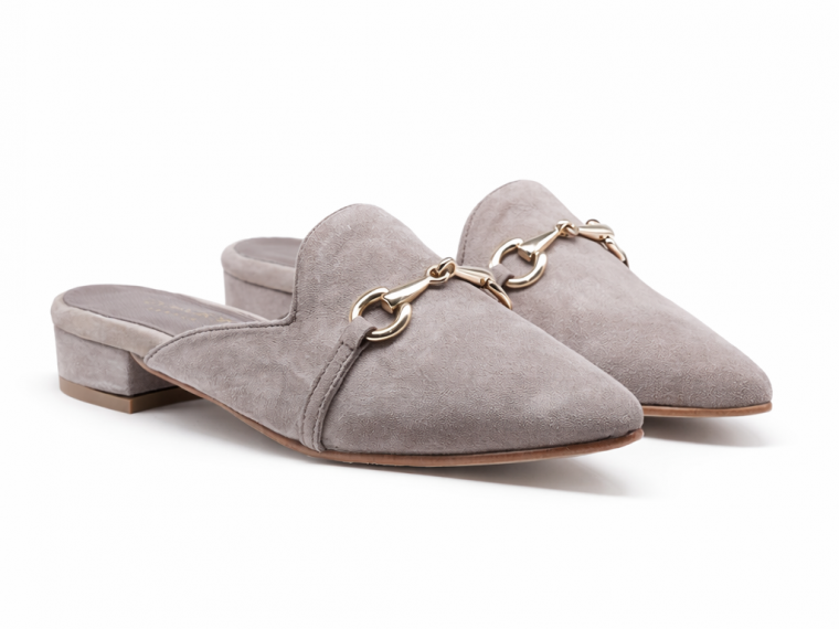 sabot a punta grigio camoscio