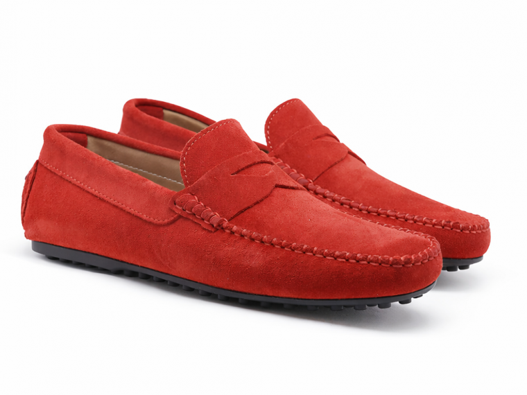 mocassini rosso camoscio da...