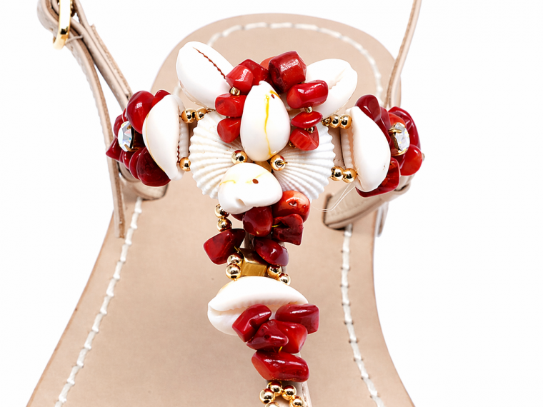 Ondina - sandals with coral