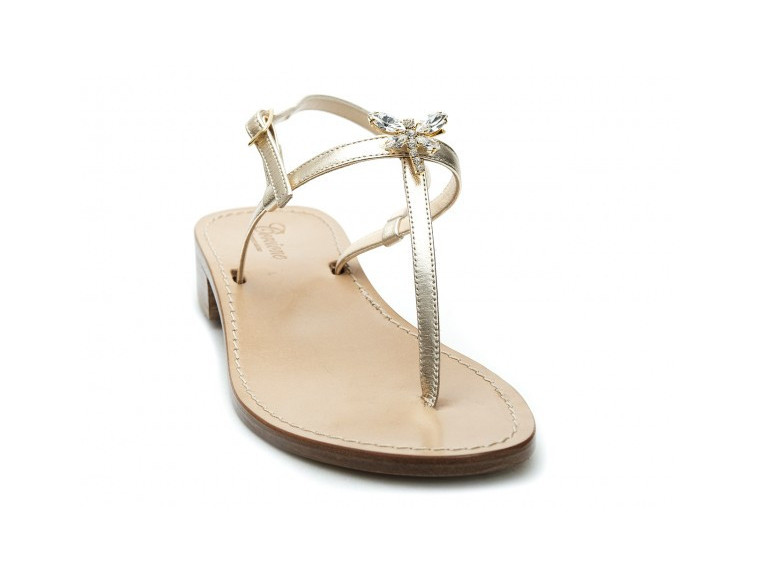 Platinum leather flip flops...