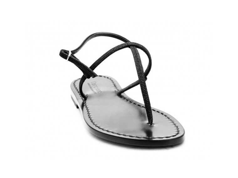 Black T glitter sandals