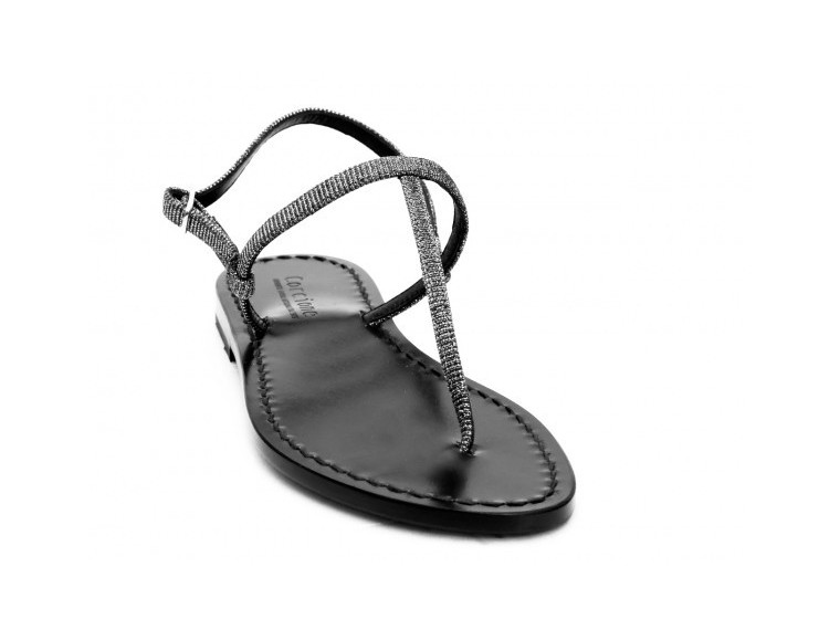 T sandals silver glitter