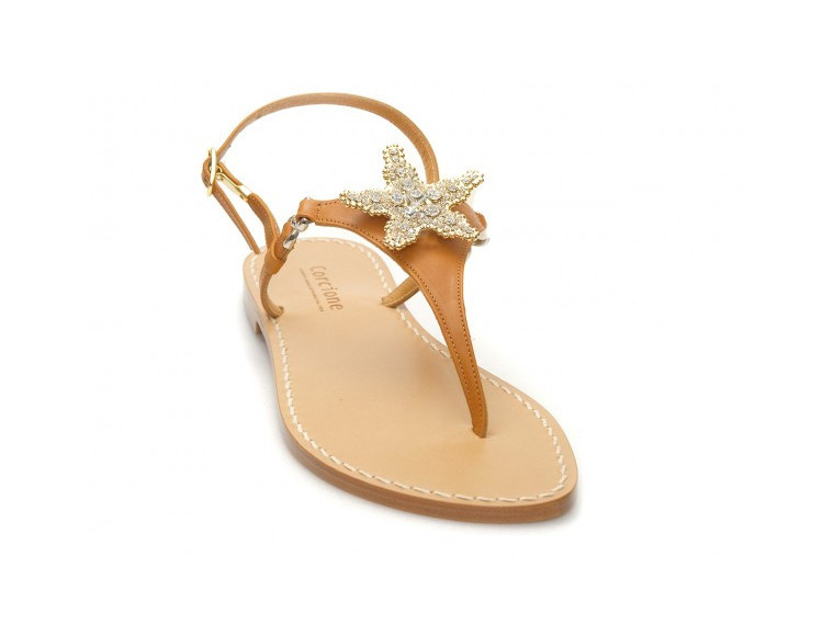 Leather triangle with starfish