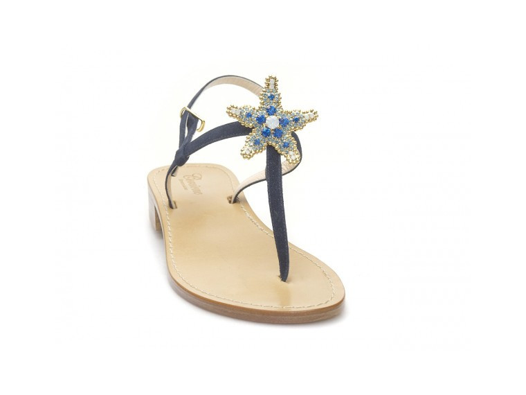 Infradito blu camoscio e...