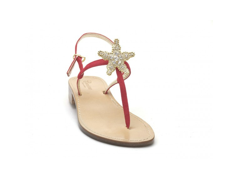 Infradito rosso camoscio e...