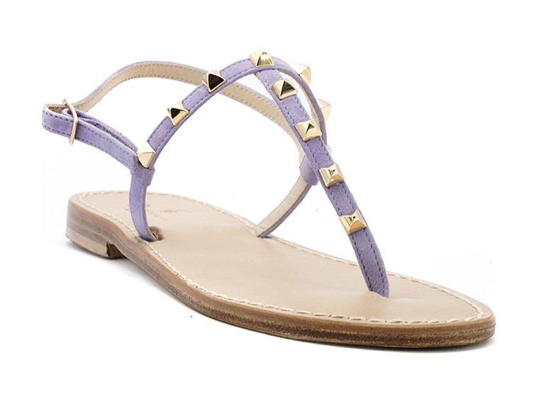 Studded suede flip flops