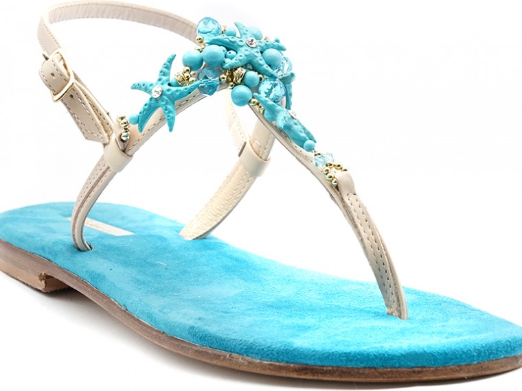 Ariel Sandali infradito con pietre turchesi