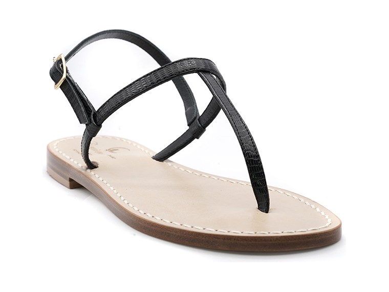 Sandali T nero lucertola