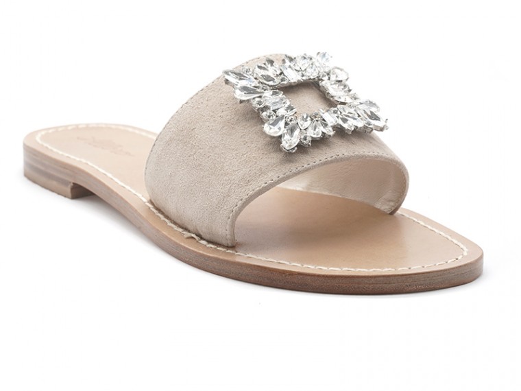 suede slipper with jewel