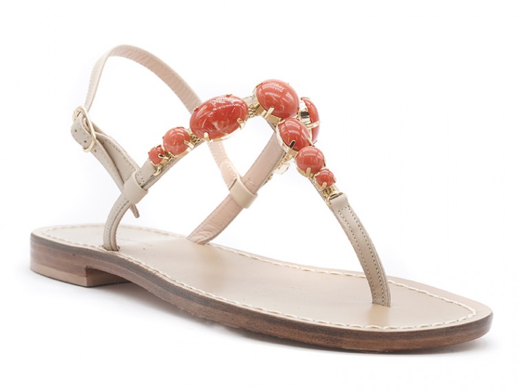 Zelda jewel sandals with coral