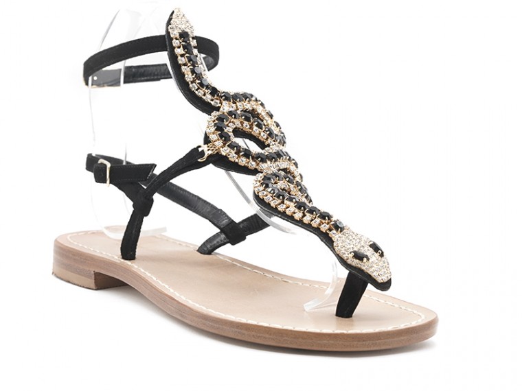 Black anklet snake sandals