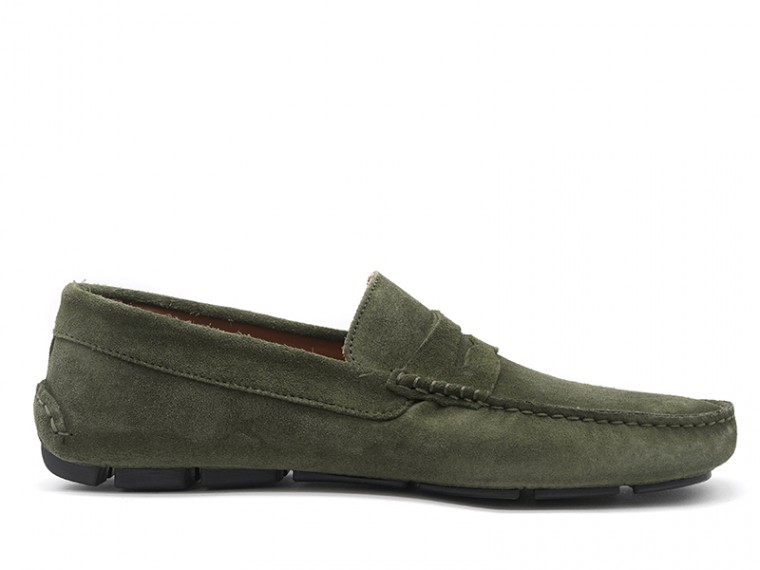 mocassini uomo verde camoscio