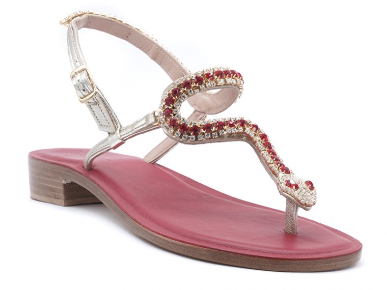 Red snake soft leather sole