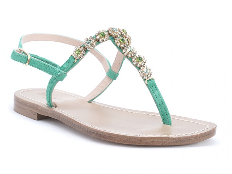 green flower sandals