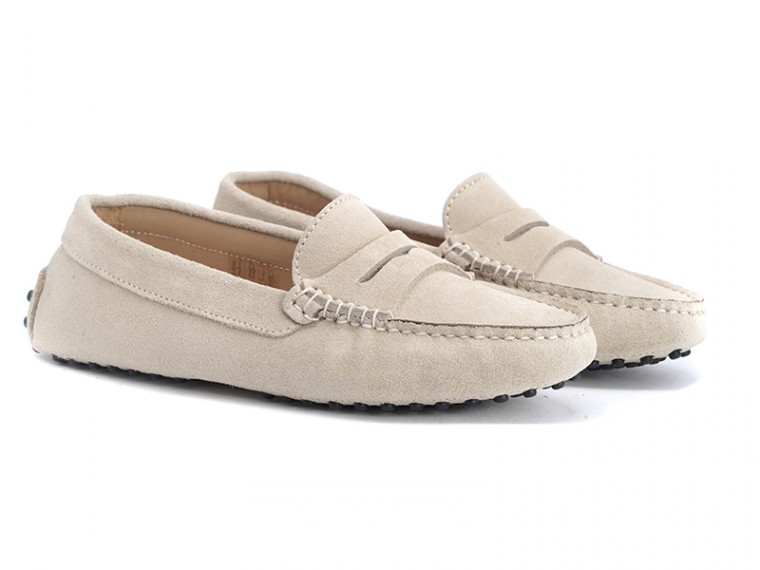 mocassini donna camoscio beige