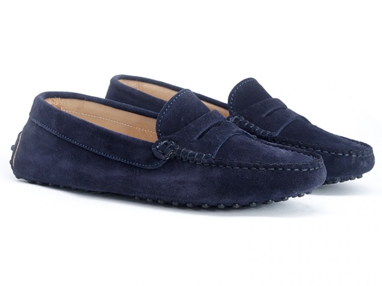 mocassini donna camoscio blu