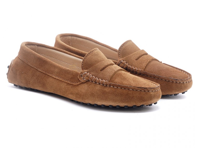 mocassini donna camoscio cuoio