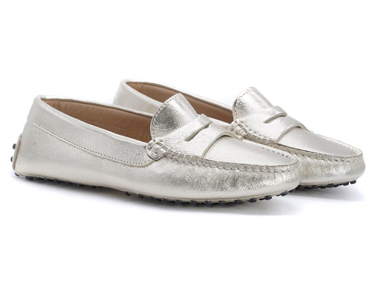 mocassini donna pelle oro