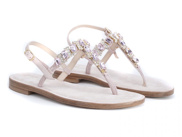 Sandali rosa base camoscio