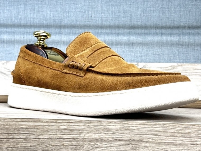 mocassino uomo camoscio cuoio