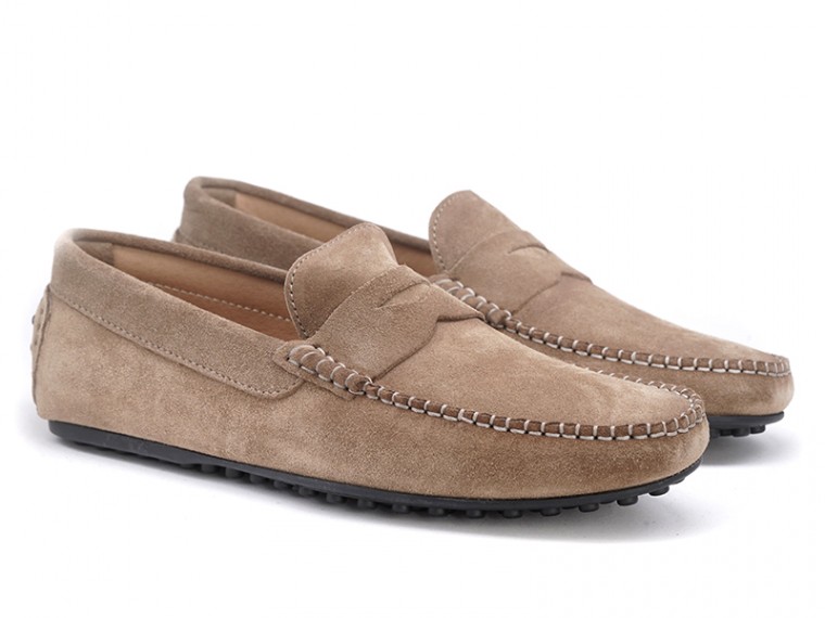 Men's loafers beige suede...