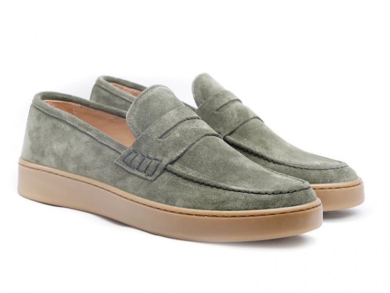 Suede green rubber bottom...